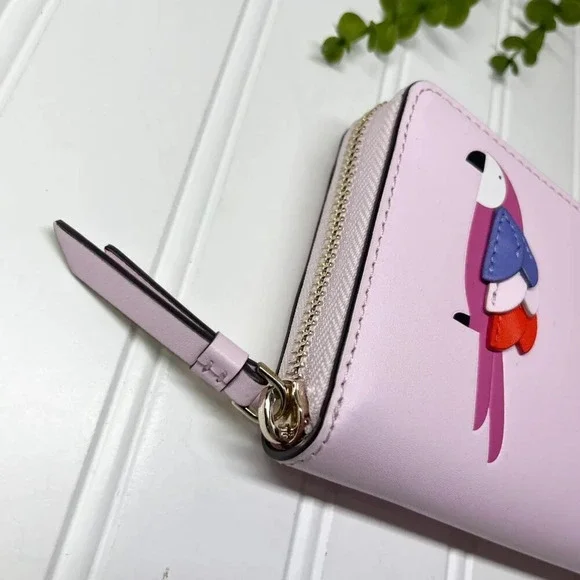 Kate Spade Pink Parrot Flock Party Large Continental Zip Around Wallet - Picture 4 of 10